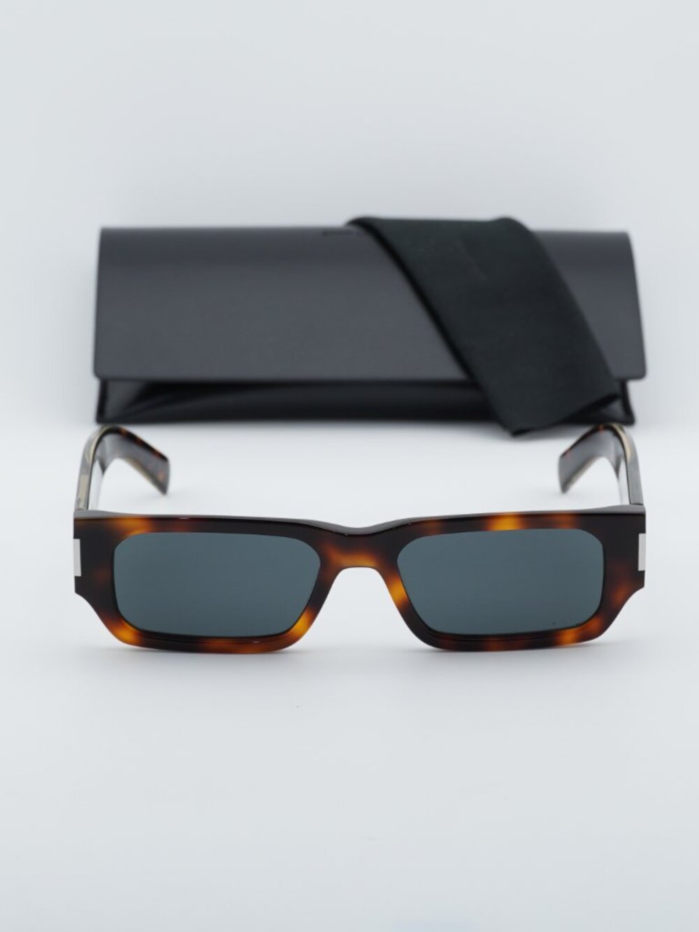 Saint Laurent SL660 002 Unisex Rectangle Sunglasses - Havana / Grey - Picture 7 of 13